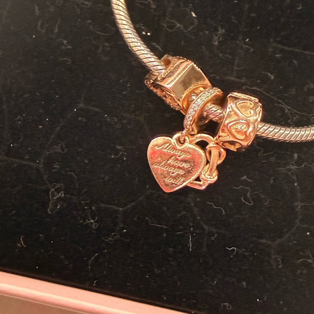 Pandora Gold and Silver with 2 Charms Bracelet - Picture 5 of 6